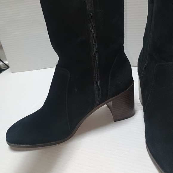 J Jill Black Suede Heel Fall Calf Height Boots Size 8 - Picture 4 of 8